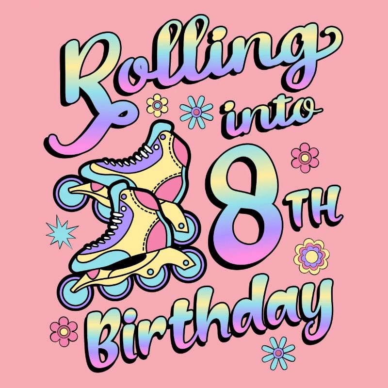 Rolling Into 8th Birthday Roller Skater Inline