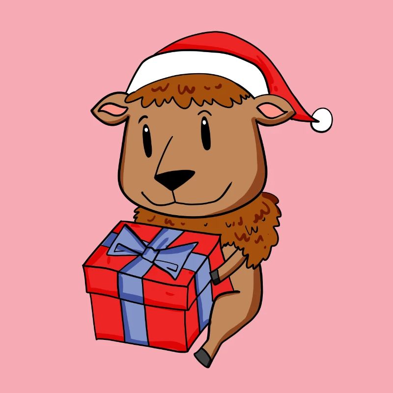 Bison de Noël Bébé avec cadeau