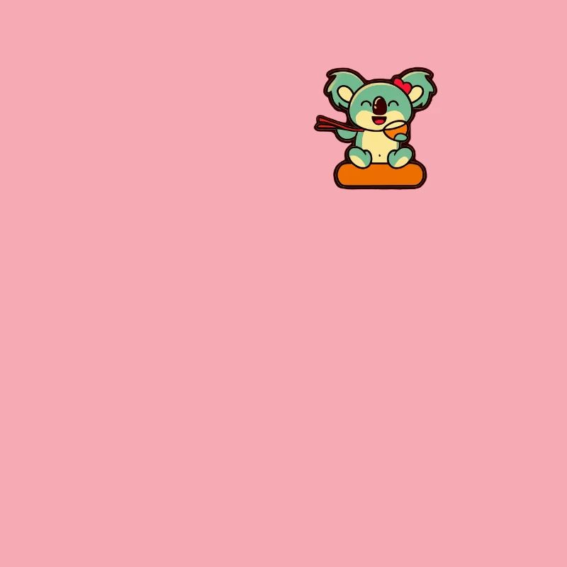 Koala Retro Pocket Design isst mit Stäbchen