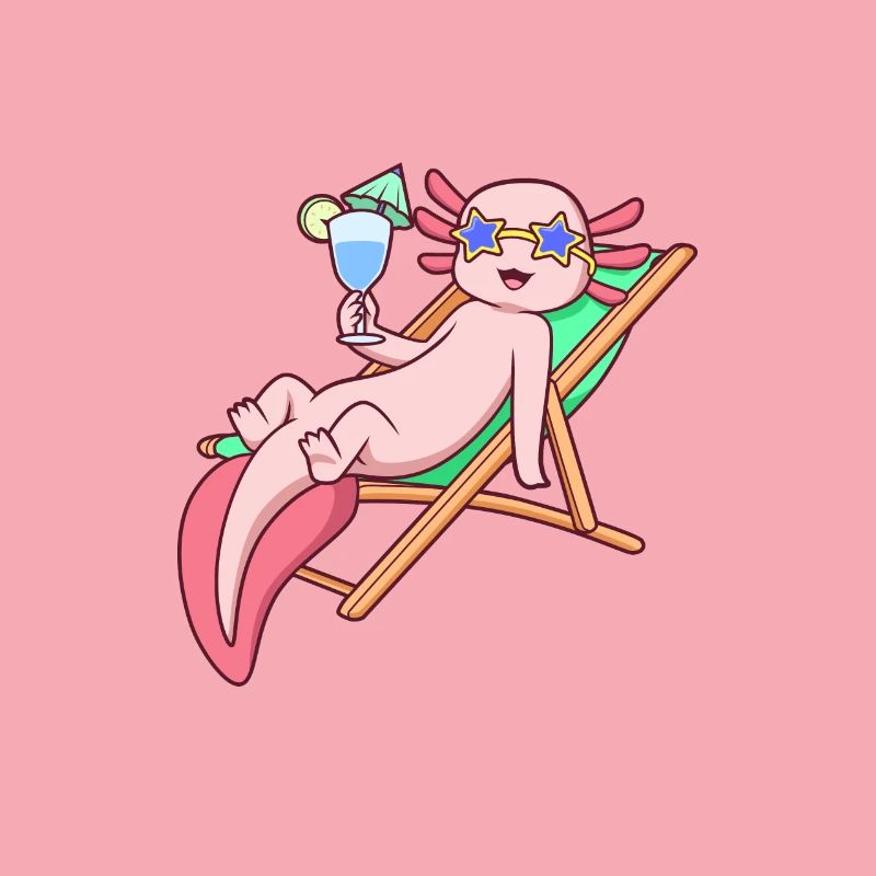 Comic Axolotl enjoys a cocktail