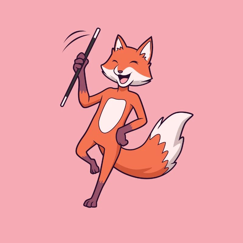 Comic fox twirling