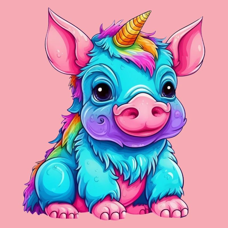Fusion du cochon et de la licorne - conception arc-en-ciel