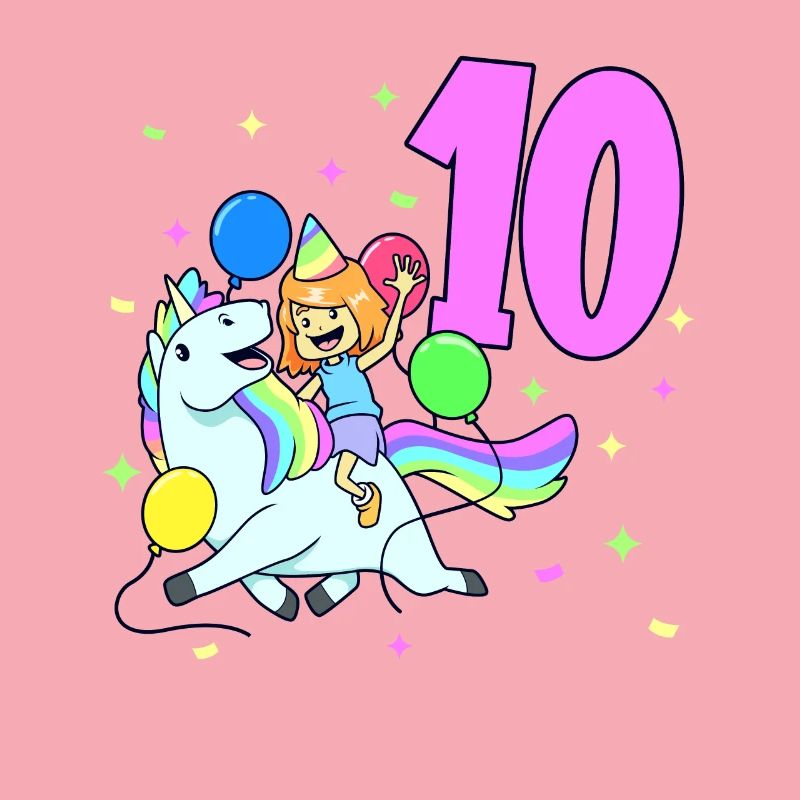 Mit Einhorn - Mädchen Geburtstag 10 Jahre