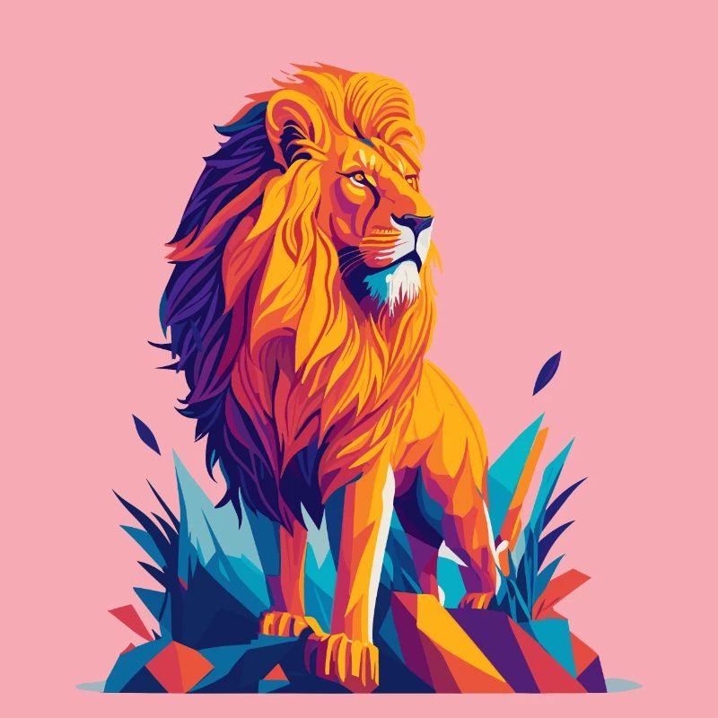 Polygon Löwe - Farbenfrohe Tier Illustration