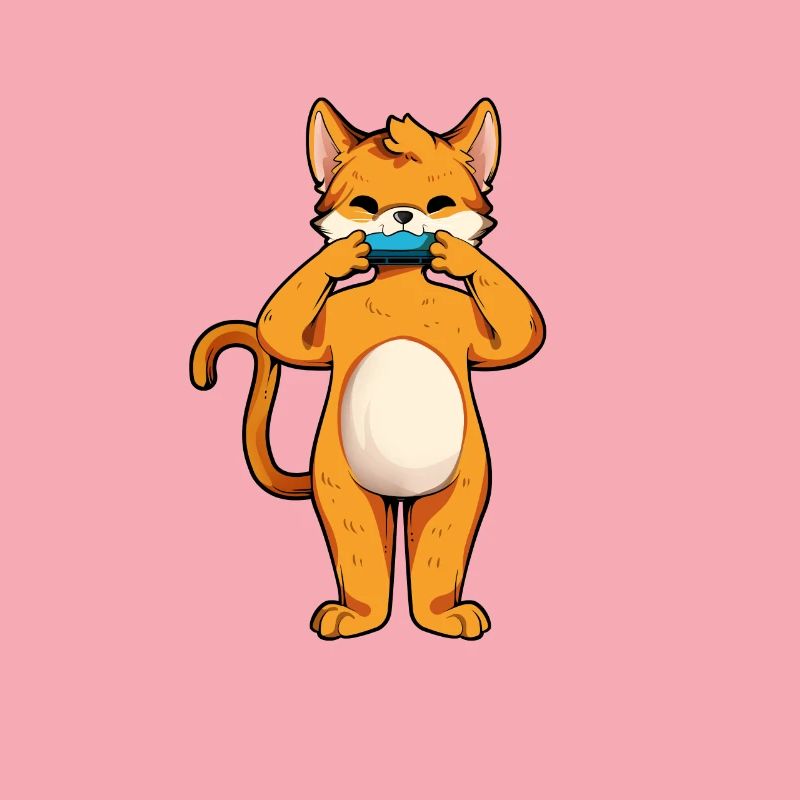 Cat plays harmonica
