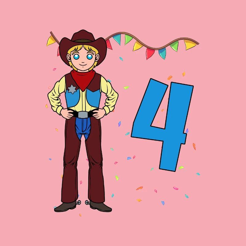 With Cowboy - Boys Birthday 4 Years