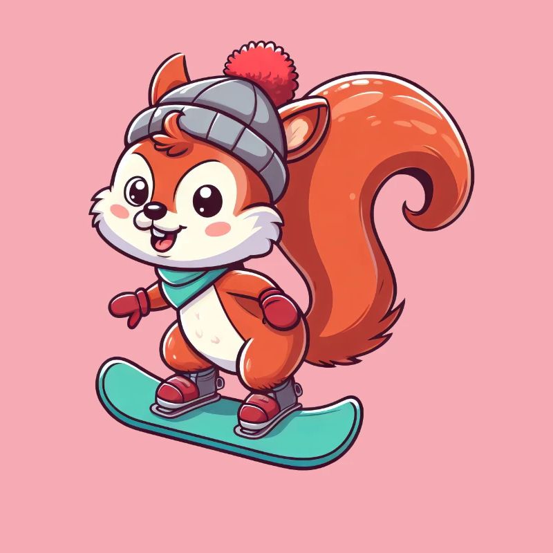 Winterabenteuer mit Eichhörnchen – Snowboard-Spaß