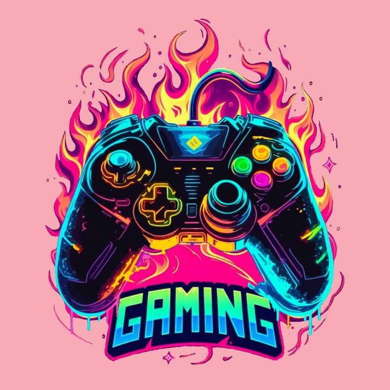 Gaming Controller Flames Art