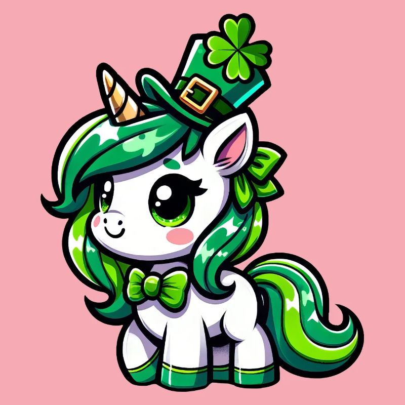 Licorne de dessin animé mignon style Saint-Patrick