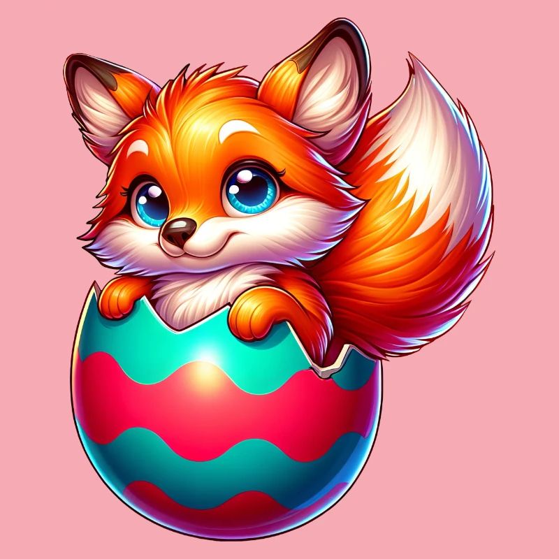 Hatching red fox from Easter egg