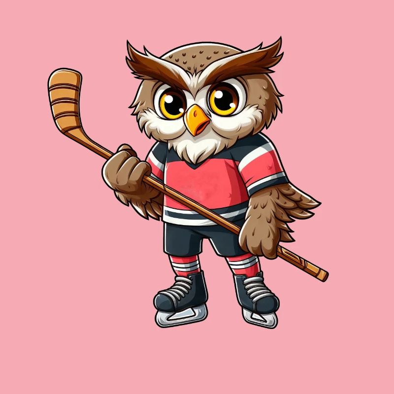 Lustige Eule Eishockeyspieler Comic Eishockey