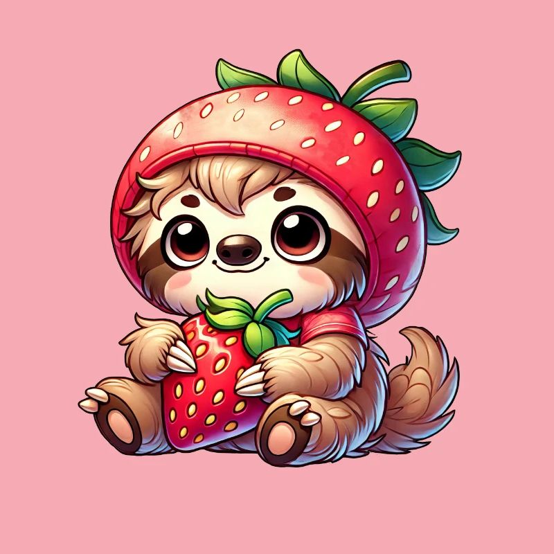 Faultier Erdbeere Sommerfrucht Design