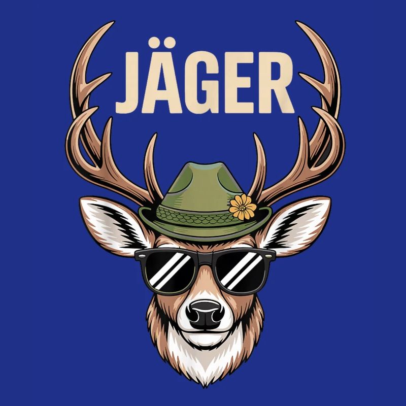 Jäger Hirsch mit Hut Sonnenbrille