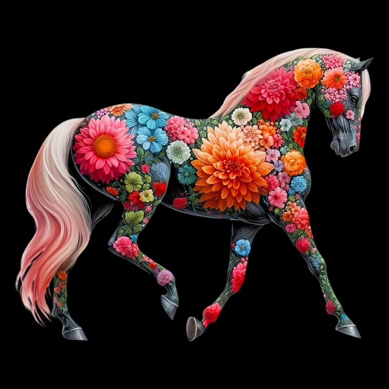 Pferd mit Blumen geschmückt