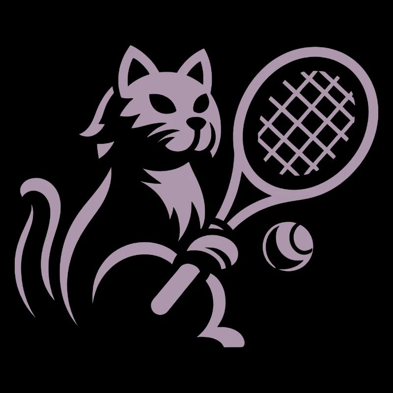 Minimalist silhouette cat tennis player
