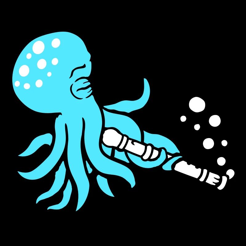 Octopus Flute Music Playing Bubbles Underwater