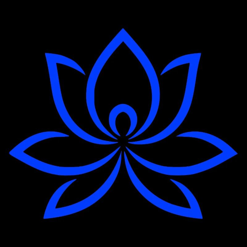 Éventail de Lotus Bleu à la Ligne Fleur Fleur Fine
