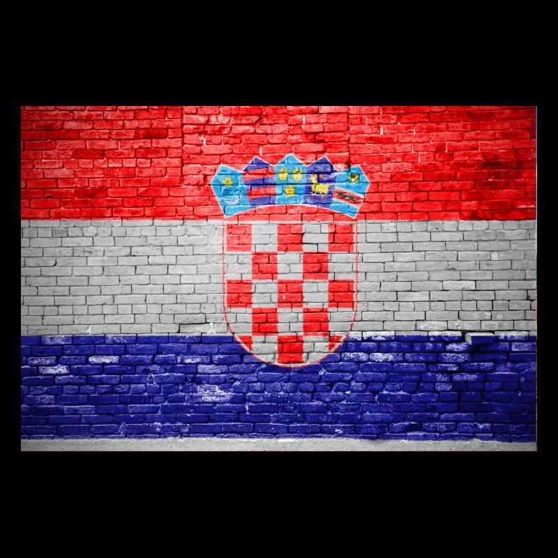 Croatia brick wall flag graffiti poster