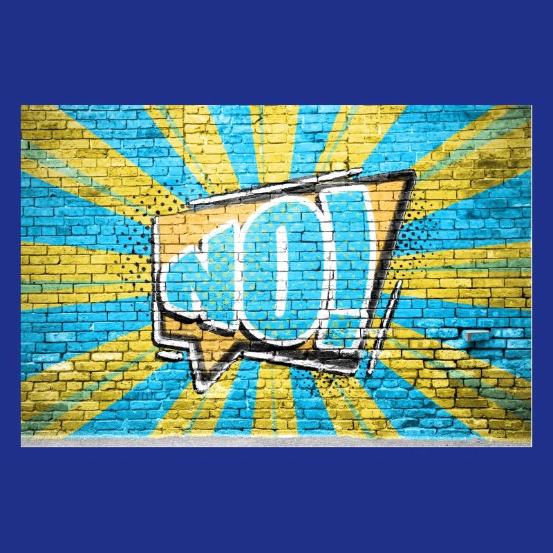 No! Comic Style Bubble Graffiti Lettering on Brick