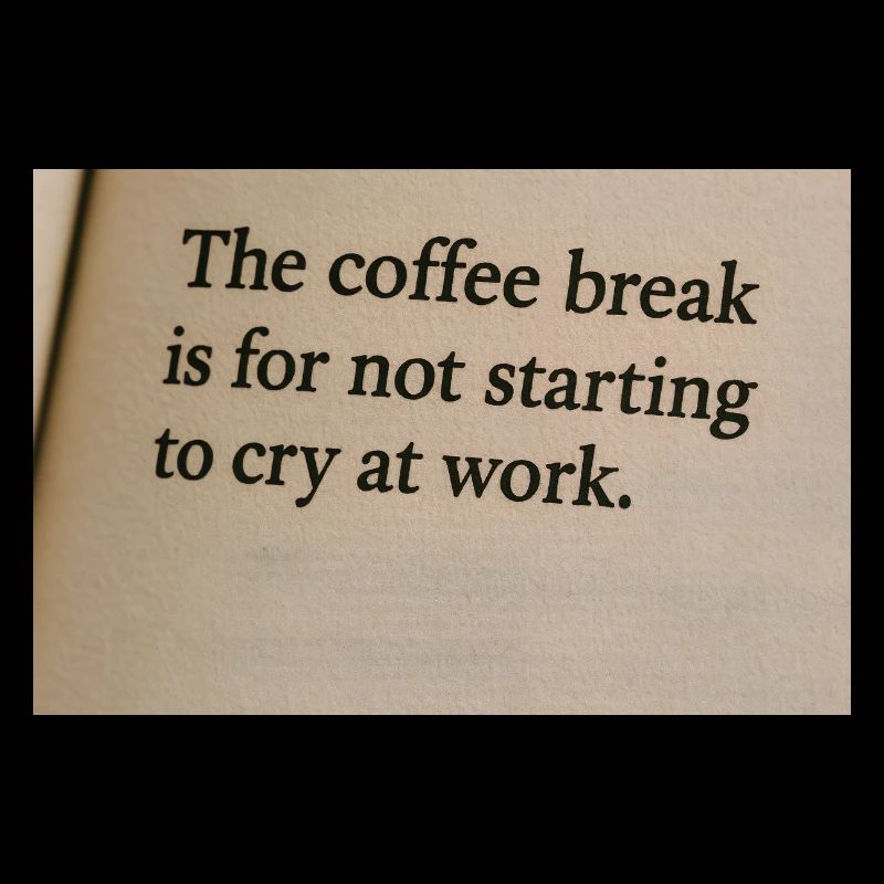 Coffee break is to not start crying at work