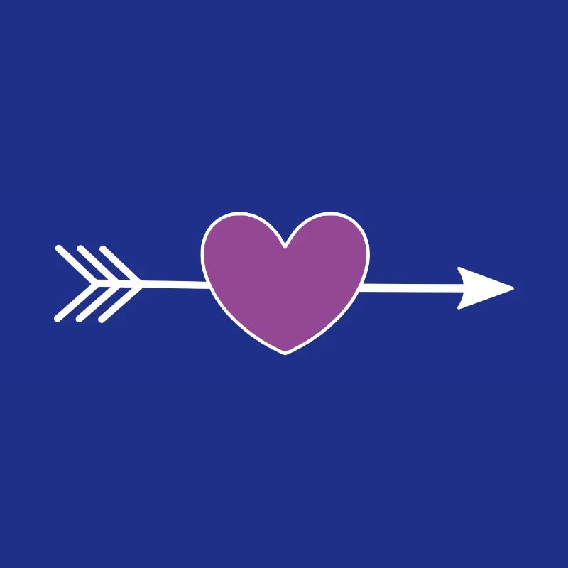 Coeur Violet Blanc avec Flèche Saint Valentin