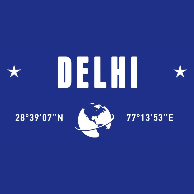 Delhi India Coordinates Planet Earth White