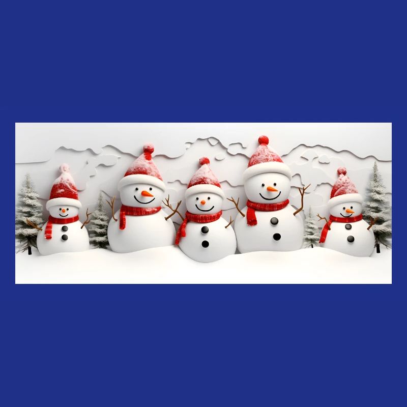 Snowman Set with Fir Trees