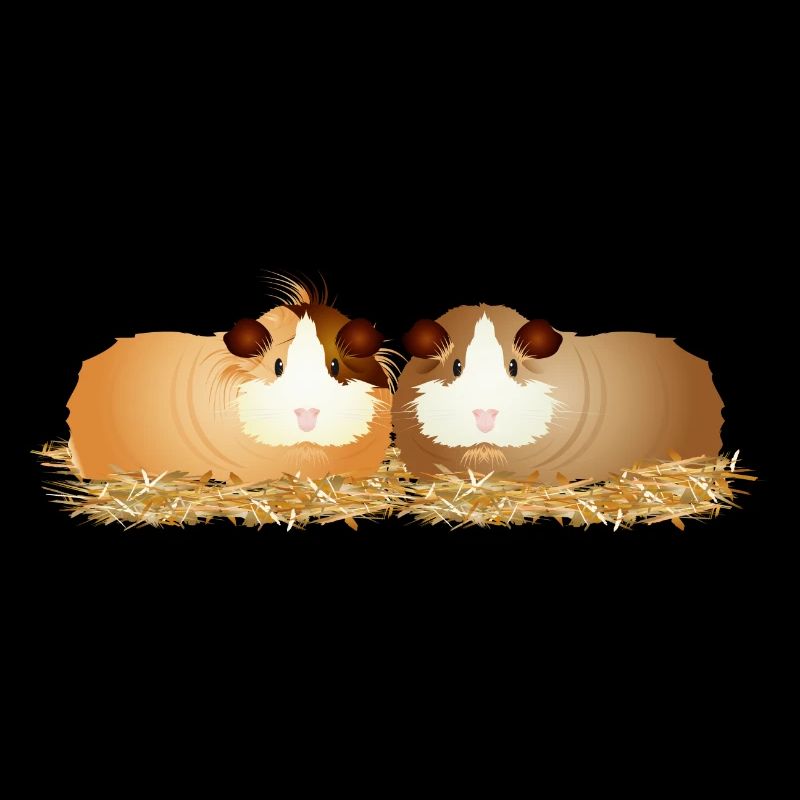 deux mignons cochons d’Inde ensemble en paille