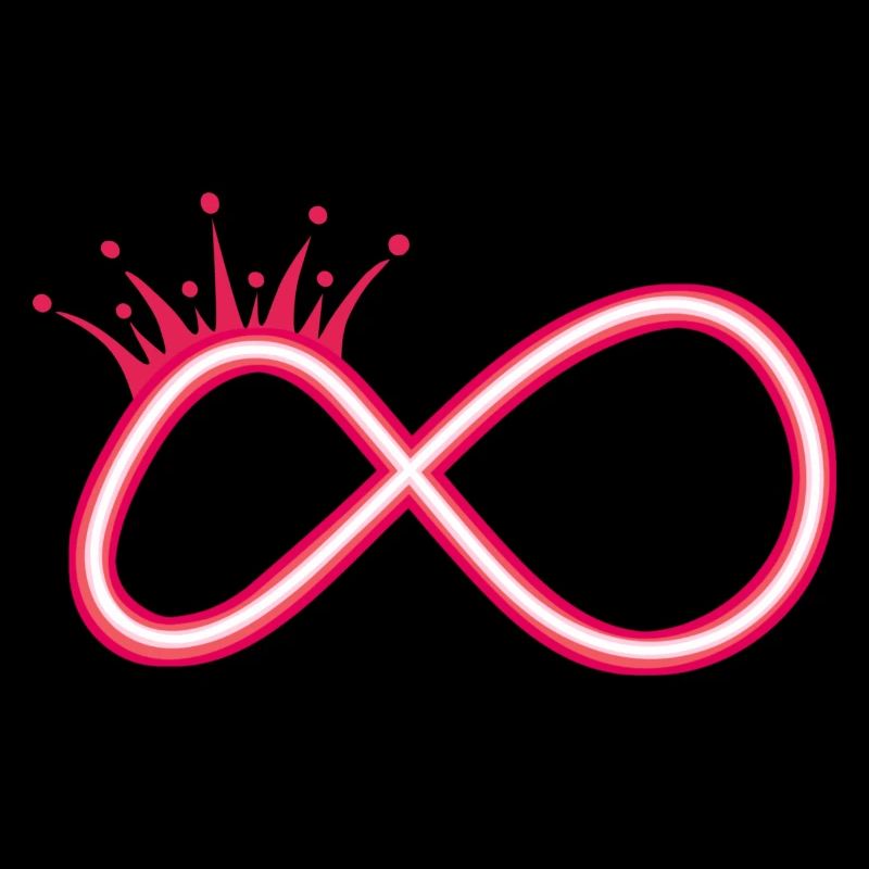 Infinity symbol neon red with crown