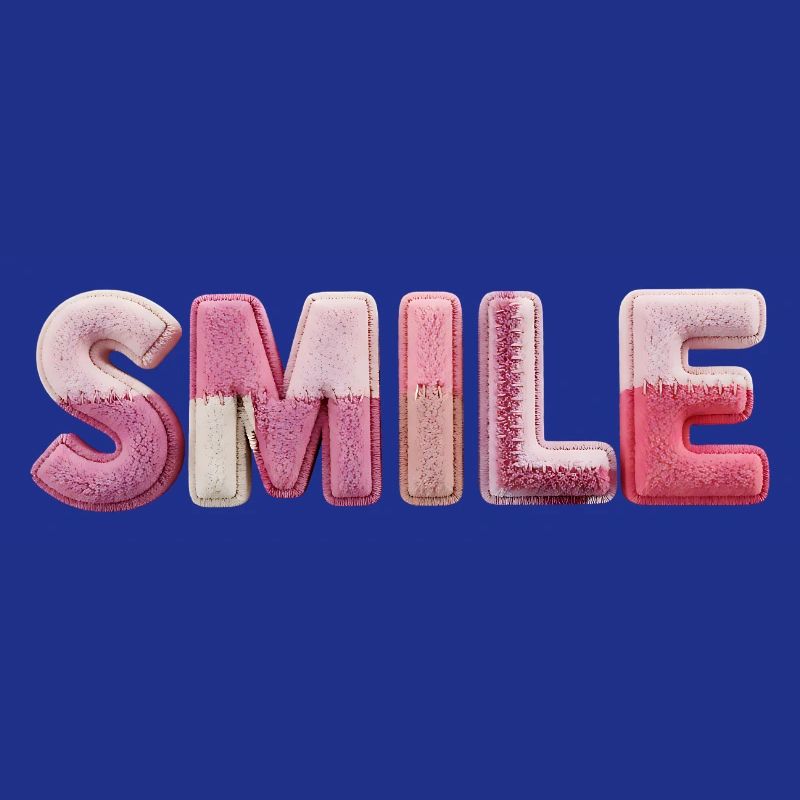 Plush Smile Lettering Patchwork Trend