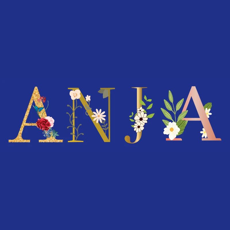 ANJA Nom décoré de fleurs