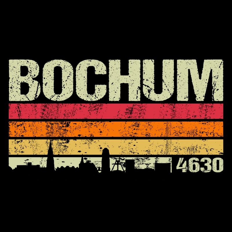 4630 Bochum Skyline Stadt PLZ Postleitzahl Retro