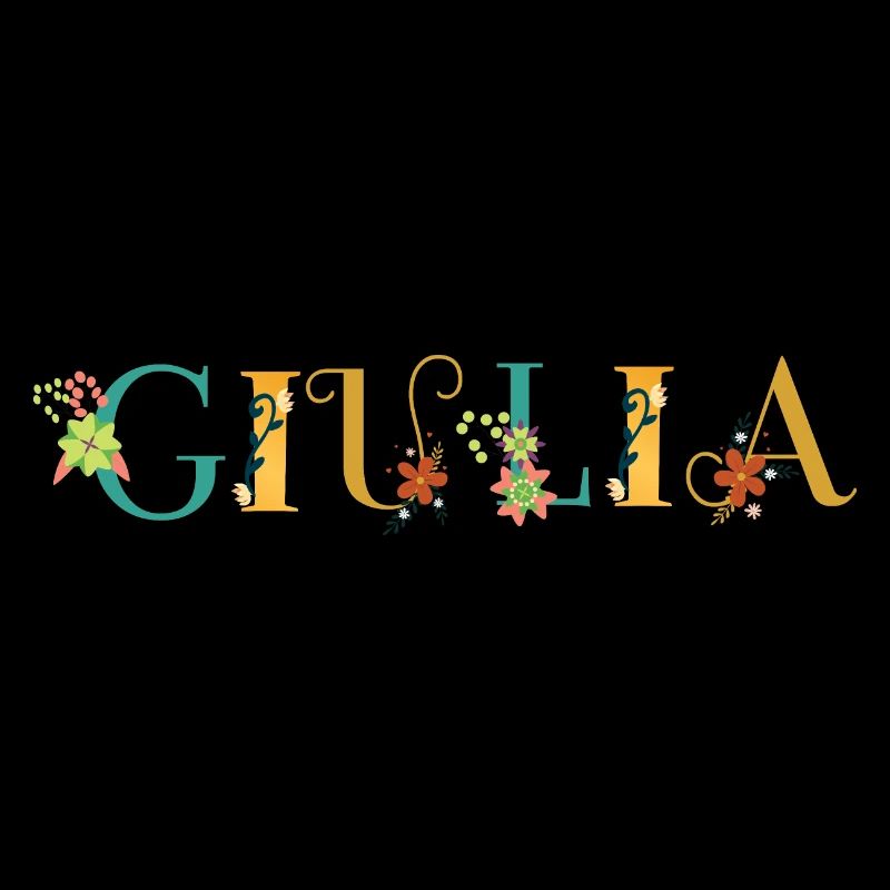 Art du nom GIULIA avec des fleurs brodées