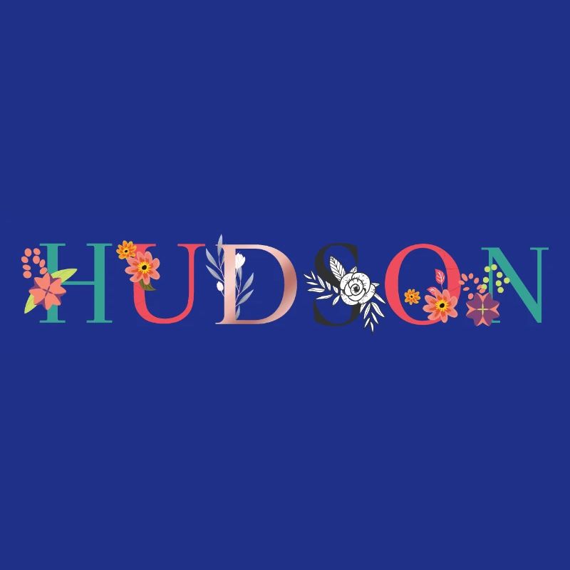 Art du nom HUDSON avec fleurs brodées