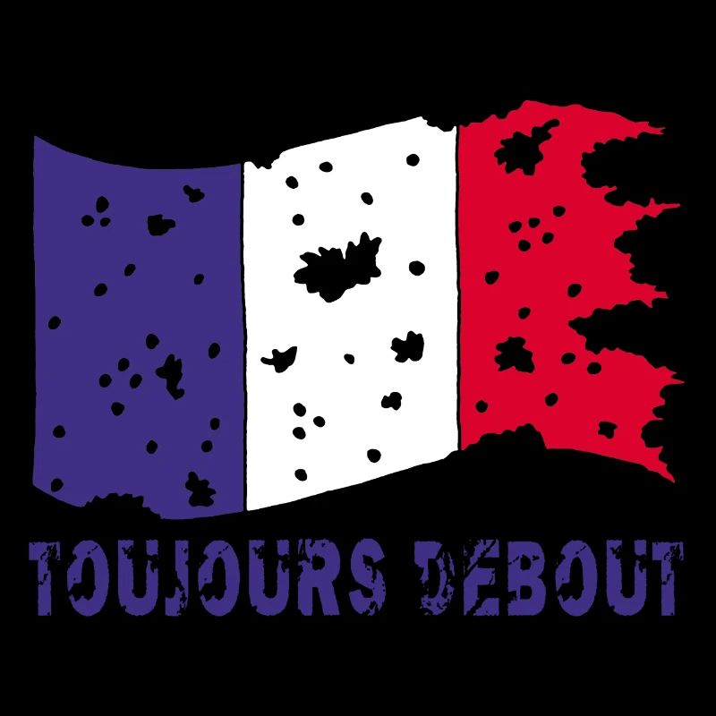 Drapeau français déchiré mais toujours debout !