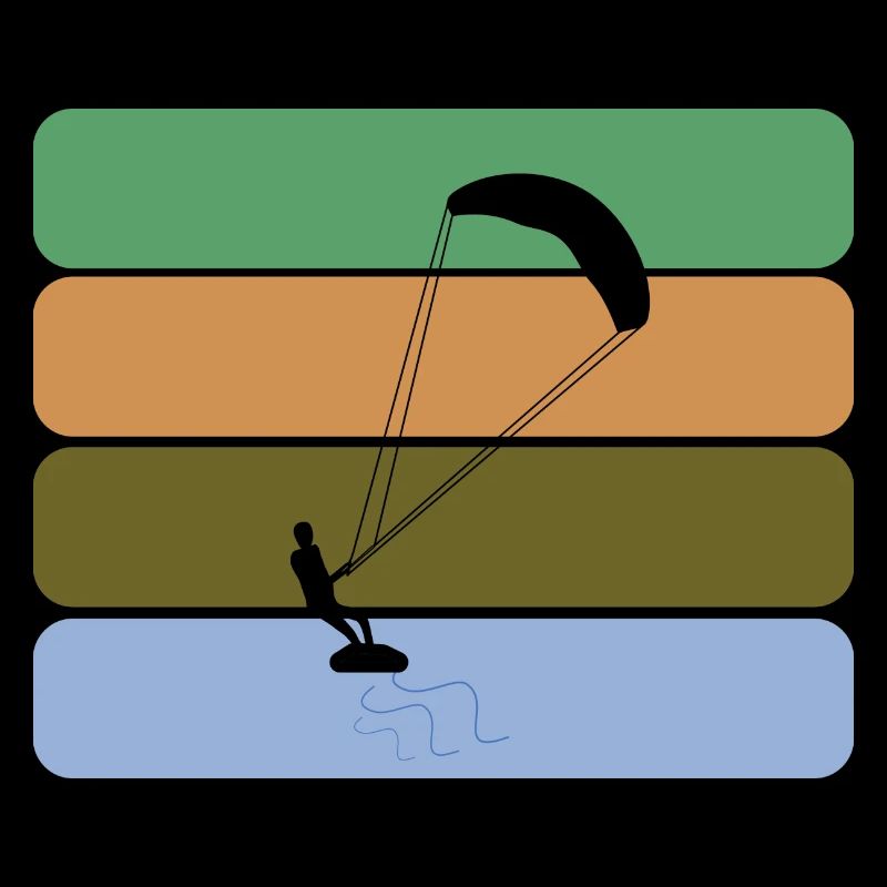 Kitesurfen - Kitesurfer mit vierfarbigem Design