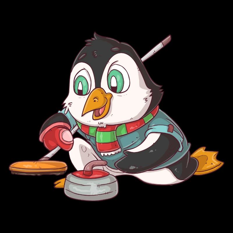 Curling Penguin