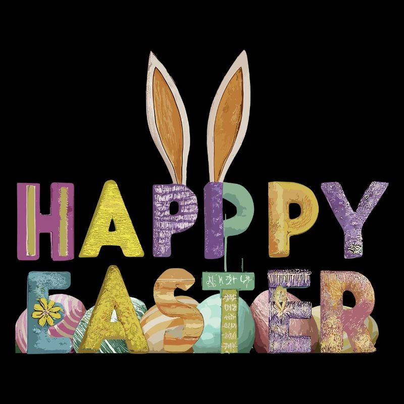 Conception de lapin de Pâques avec des lettres colorées