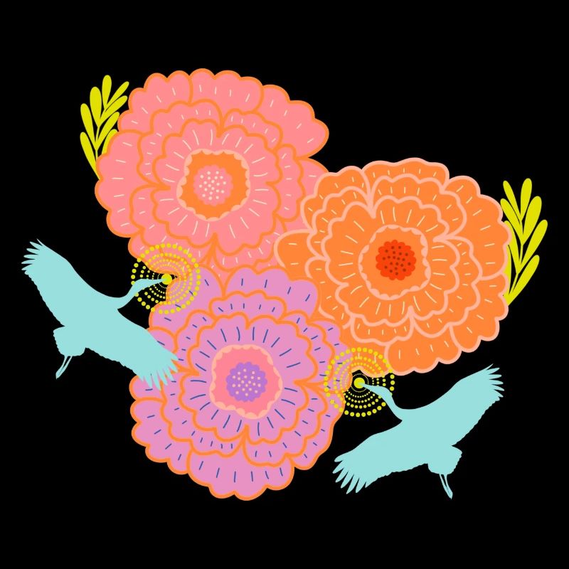 Peony and cranes