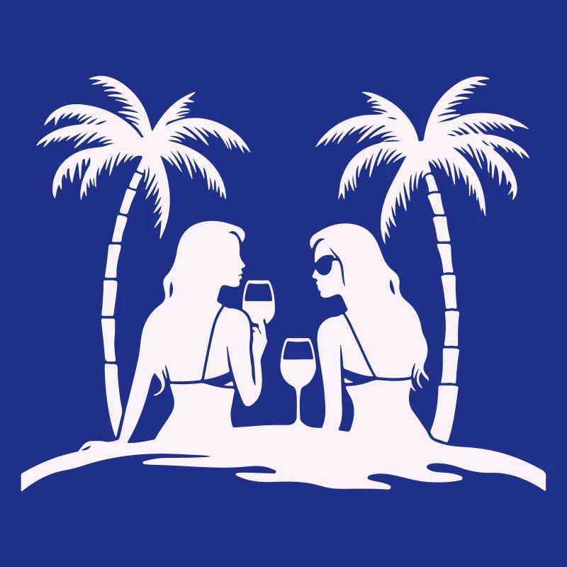 Silhouette style tropical beach night