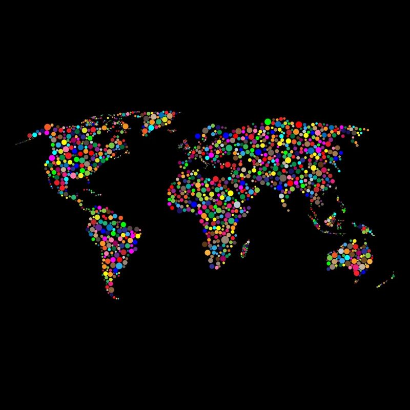 monde arc-en-couleur carte de points