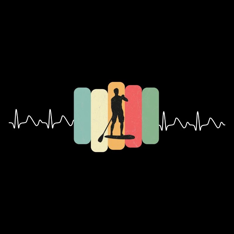 Stand up paddeling Sup, mit EKG Kurve
