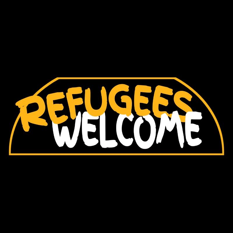 Flüchtlinge willkommen retro logo