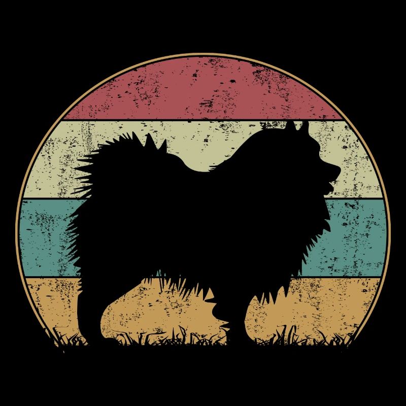 Wolfsspitz Hund Vintage Retro Style Silhouette