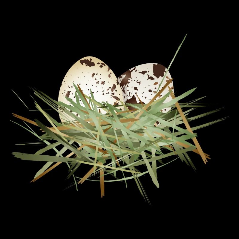 two quail eggs in the hay nest