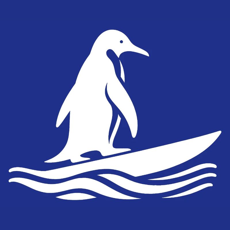 Pingouin, Surfeur, Silhouette, Surf, Surf