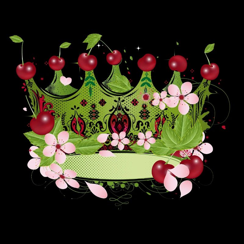 Motiv einer Kirschenkrone mit Blüten und Blättern