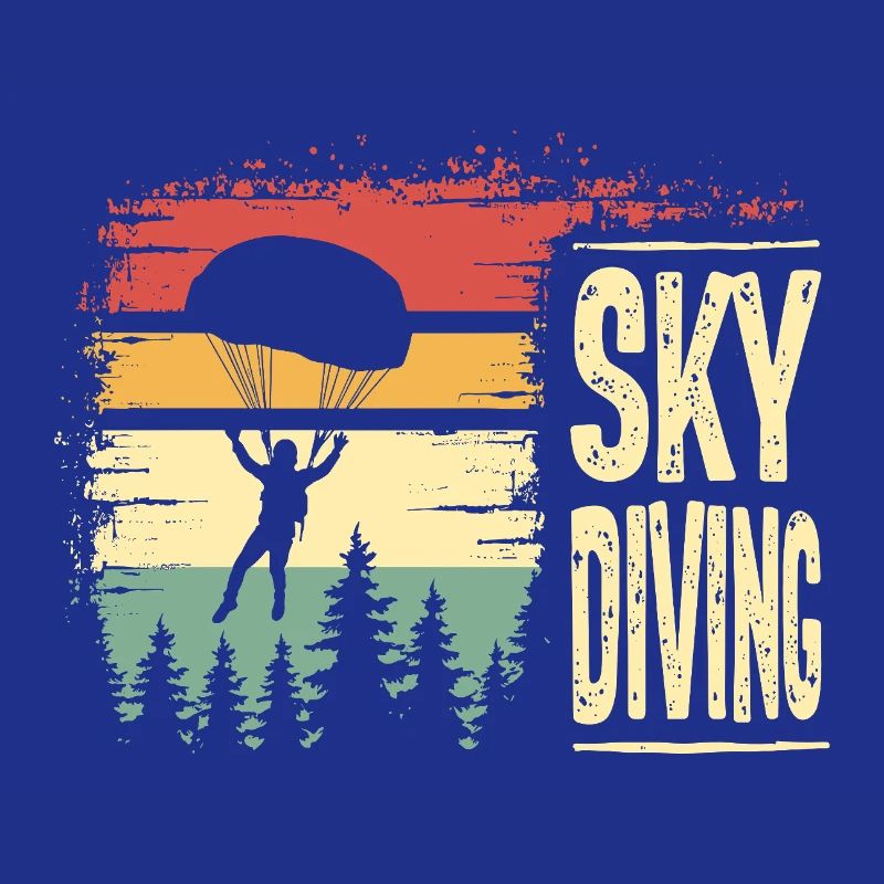 Skydiving Vintage Retro Sunset