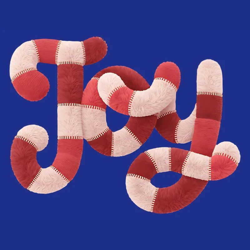 Christmas JOY Typography Red White Motif