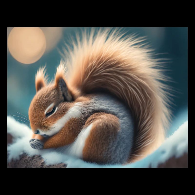 Cute animals doing hibernation – squirrel